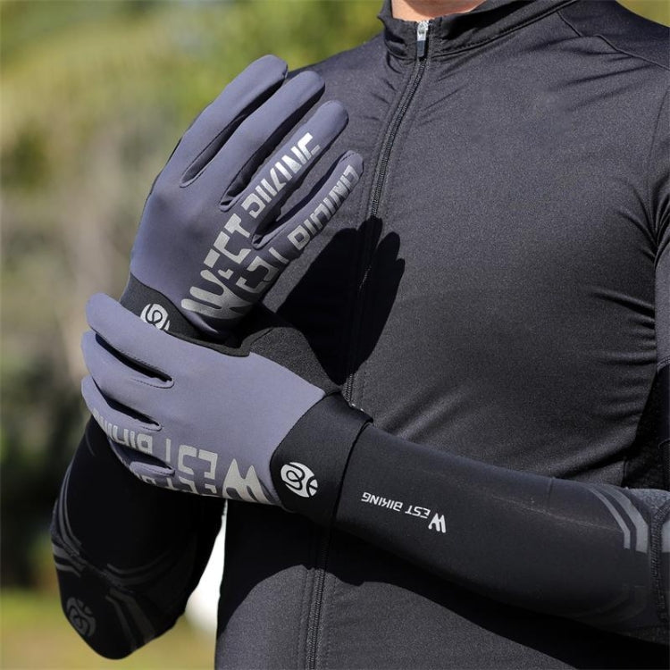 Frendorf | WEST BIKING YP0211214 Langfinger Shockabsorption Rutschfeste Touchscreen-Handschuhe Radsporthandschuhe, Größe: XL(Grau)