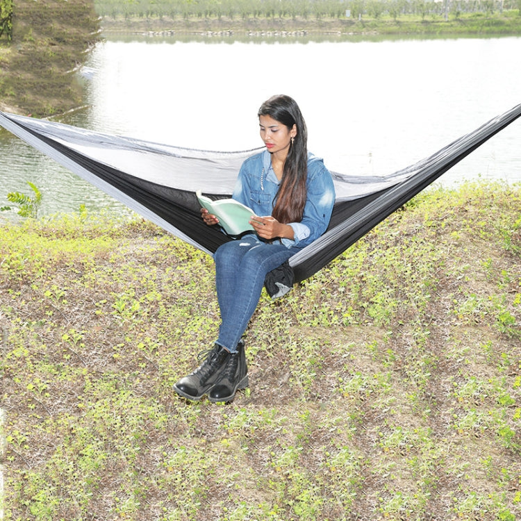Frendorf | Outdoor-Hängematte Nylon Fallschirmstoff Reise Camping Schwinge, Stil: 3m x 2m (Schwarz+Grau)