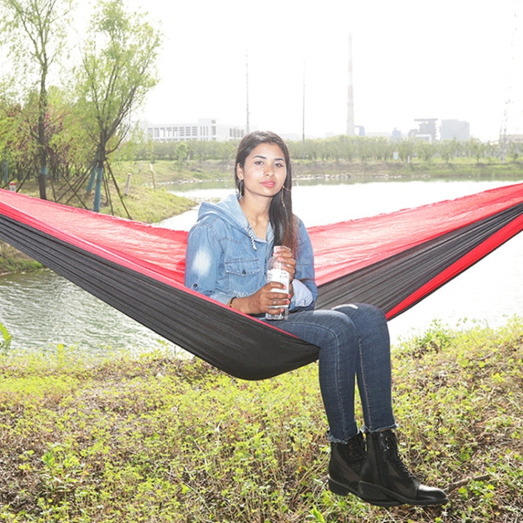Frendorf | Outdoor Hängematte Nylon Fallschirmstoff Reisen Camping Schaukel, Stil: 3m x 2m (Schwarz+Rot)