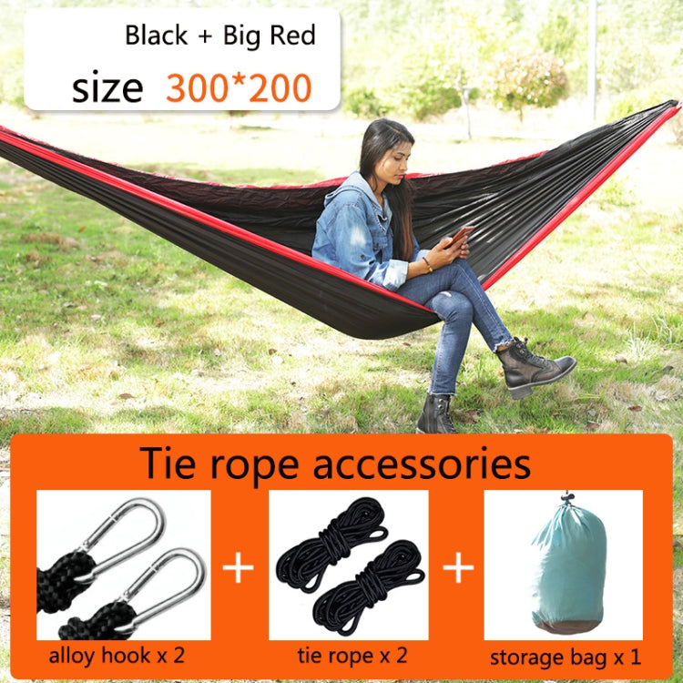 Frendorf | Outdoor Hängematte Nylon Fallschirmstoff Reisen Camping Schaukel, Stil: 3m x 2m (Schwarz+Rot)