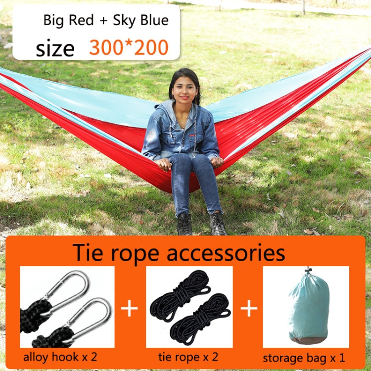 Frendorf | Outdoor-Hängematte Nylon Fallschirmstoff Reise Camping Schwinge, Stil: 3m x 2m (Rot+Himmelblau)