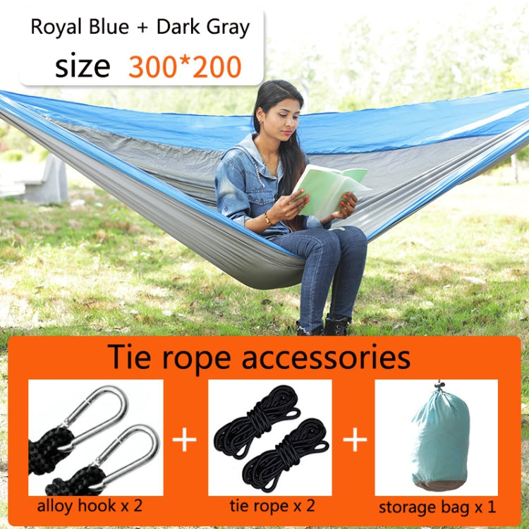Frendorf | Outdoor Hängematte Nylon Fallschirmstoff Reise Camping Schaukel, Stil: 3m x 2m (Königsblau+Dunkelgrau)