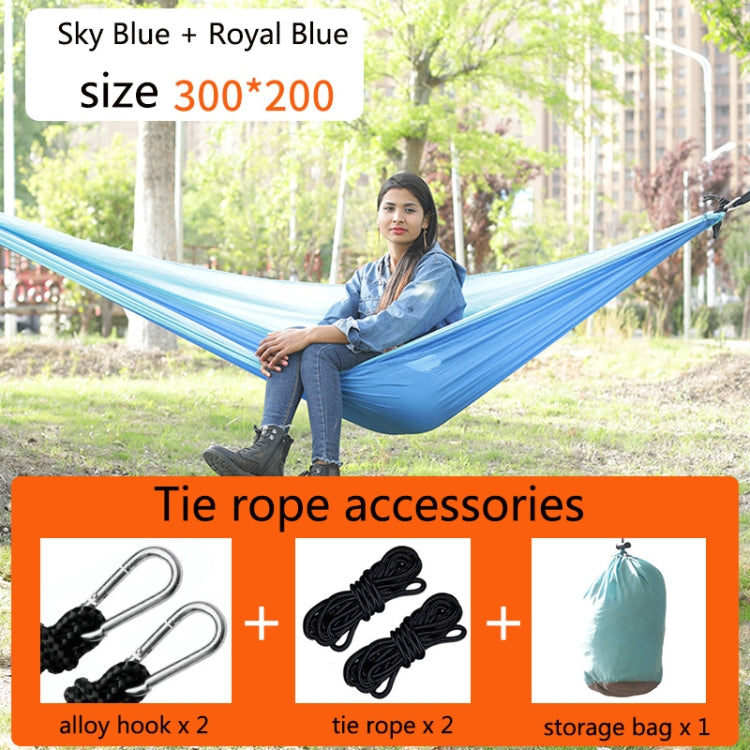 Frendorf | Outdoor Hängematte Nylon Fallschirmstoff Reise Camping Schaukel, Stil: 3m x 2m (Himmelblau+Königsblau)
