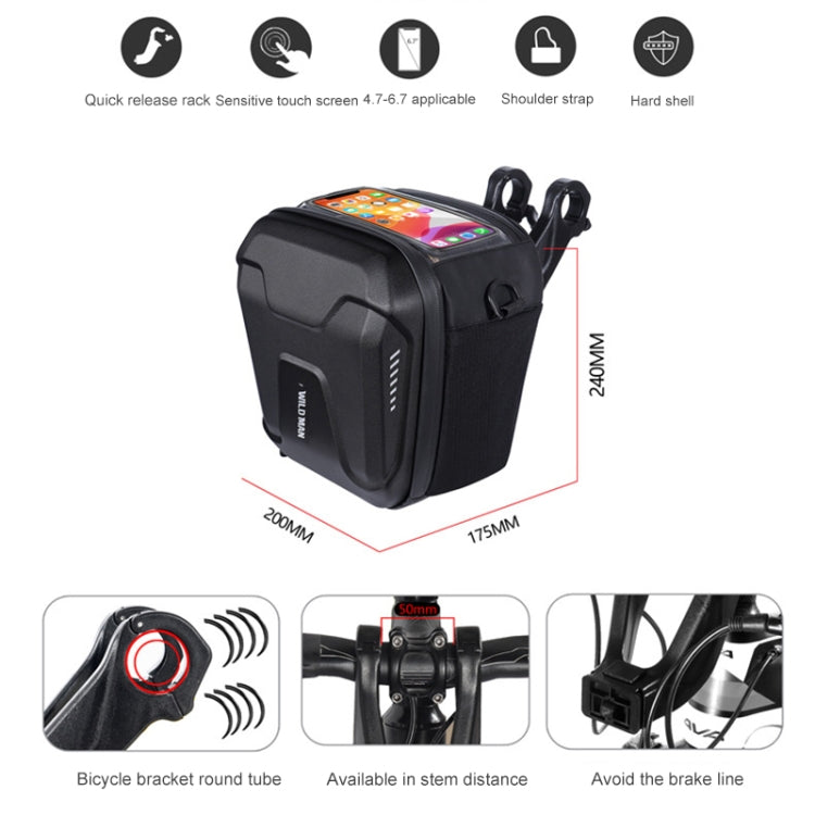 Frendorf | 3L WILD MAN GS9 Mountainbike Grifftasche Hängtasche Reitkopftasche Touchscreen EVA Hartschalen Tasche (Schwarz)