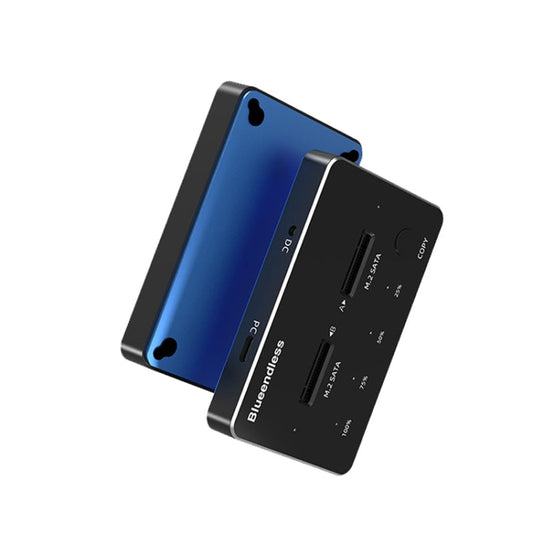 Frendorf | Blueendless M.2 Doppeldisk Mobile Festplattenbasis SATA / NVME Solid State Festplattenbox, Farbe: M.2 SATA (Grau + Blau)