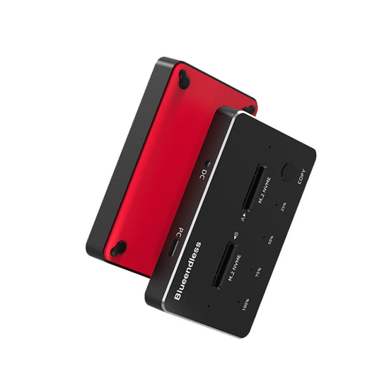 Frendorf | Blueendless M.2 Doppel-Disk Mobile Festplattenbasis SATA / NVME Solid State Festplattenbox, Farbe: M.2 NVME (Schwarz + Rot)