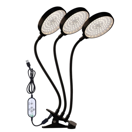 LED Pflanzenwachstumslampe USB Fernbedienung Clip wasserdicht Vollspektral natürliches Weiß Setzling Pflanzenlicht, Leistung: 45W Drei Köpfe