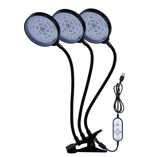 LED Pflanzenwachstumslampe USB Fernbedienung Clip wasserdicht Vollspektral natürliches Weiß Setzling Pflanzenlicht, Leistung: 45W Drei Köpfe