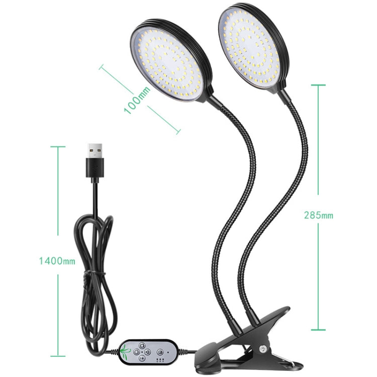 LED Pflanzenwachstumslampe USB Fernbedienung Clip wasserdicht Vollspektral natürliches Weiß Setzling Pflanzenlicht, Leistung: 45W Drei Köpfe