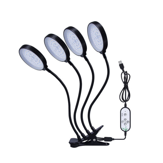 LED Pflanzenwachstumlampen USB Fernbedienung Clip wasserdicht Vollspektrum natürliches Weiß Sämlingspflanzenlicht, Leistung: 60W Vier Kopf