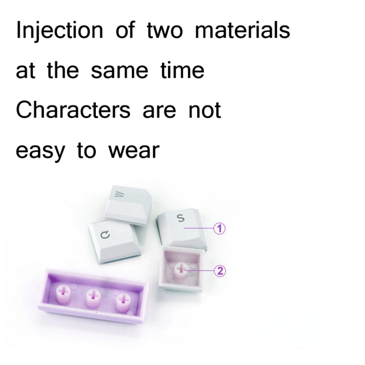 Frendorf | 104-Tasten Zwei-Farben Form Transparent PBT Tastenkappen Mechanische Tastatur (Pink Weiß)