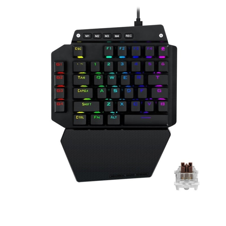 Frendorf | K700 44 Tasten RGB Leuchtend Umschaltbare Achse Gaming Einhändig Tastatur, Kabel Länge: 1m(Tea Shaft)