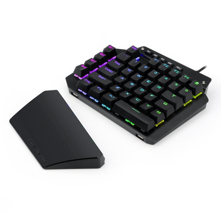 Frendorf | K700 44 Tasten RGB Leuchtend Umschaltbare Achse Gaming Einhändig Tastatur, Kabel Länge: 1m(Tea Shaft)