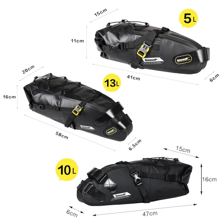 Frendorf | Rhinowalk RK19511 Vollwasserdichte Fahrradsattel-Taschen-Set Große Kapazität Rennrad Tasche, Farbe: RK19512 Schwarz 5L