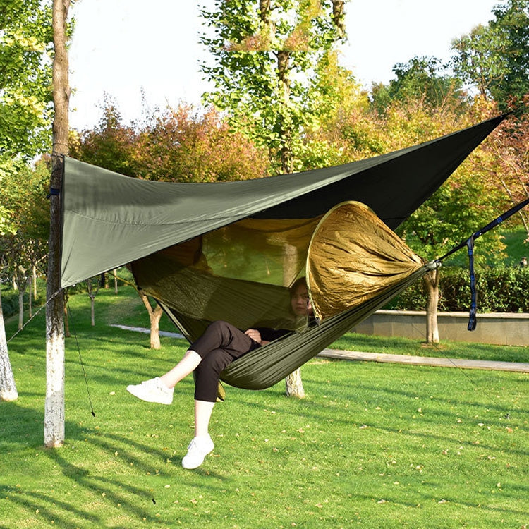 Frendorf | Strut-Moskitonetz-Hängematte Diamant-Sonnenschutz-Set Outdoor Camping Automatisch Schnell-Öffnen Anti-Mücken-Hängematten-Unterstand-Set (Armeegrün)