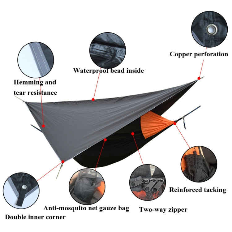 Frendorf | Strut Mückennetz-Hängematte Diamond Sonnenschutz Set Outdoor Camping Automatische Schnell-Öffnung Anti-Mücken Hängemattendach Set (Schwarz)