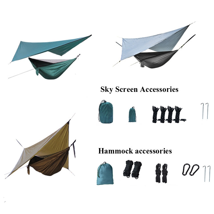 Frendorf | Outdoor Camping Sonnenblende + Anti-Mücken Hängematte Set Fallschirmstoff Netzgarn Anti-Mücken Hängematte (Tinte Grün)