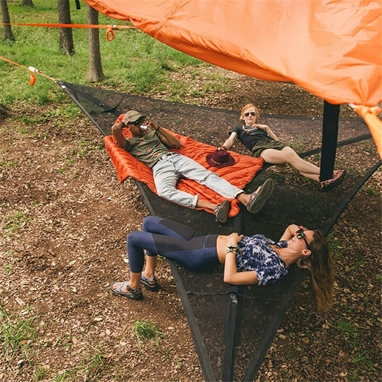 Frendorf | 2,8 m Familien Outdoor Tragbares Luftzelt Mehrpersonen Camping Dreiecks Hängematte (Schwarz)