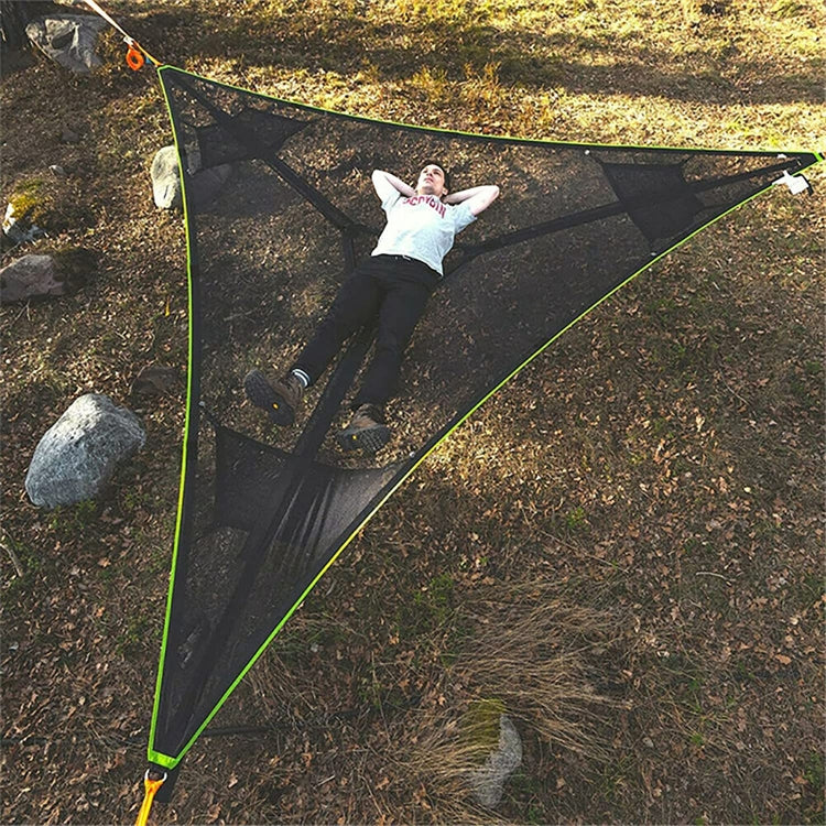 Frendorf | 2,8 m Familien Outdoor Tragbares Luftzelt Mehrpersonen Camping Dreiecks Hängematte (Schwarz)