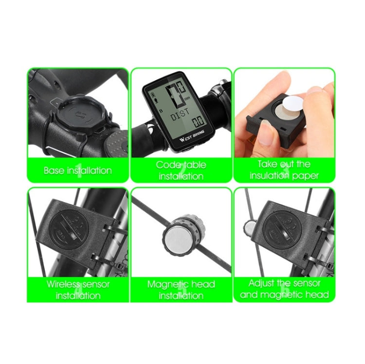 Frendorf | WEST BIKING Mountain Road Bike Fünf Sprachcode-Tabelle USB Fahrdrahtlose Code-Tabelle Tacho (Schwarz)