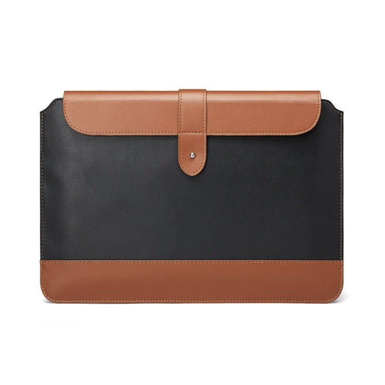 Frendorf | Horizontal Microfiber Farbpassendes Notebook Liner Tasche, Stil: Liner Tasche (Schwarz + Braun), Anwendbares Modell: 14-15,4 Zoll