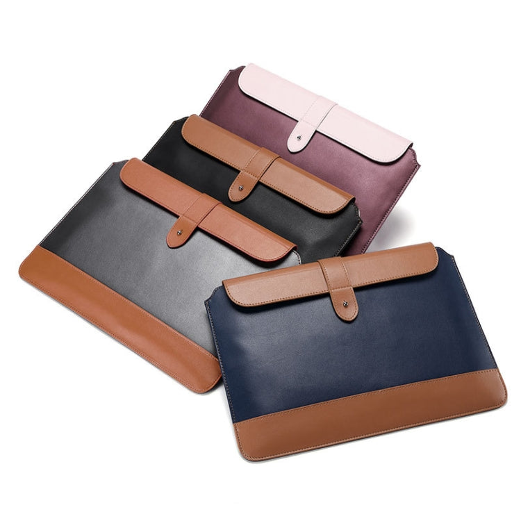 Frendorf | Horizontal Microfiber Farbmatching Notizbuch Liner Tasche, Stil: Liner Tasche (Blau + Braun), Anwendbares Modell: 11 - 12 Zoll