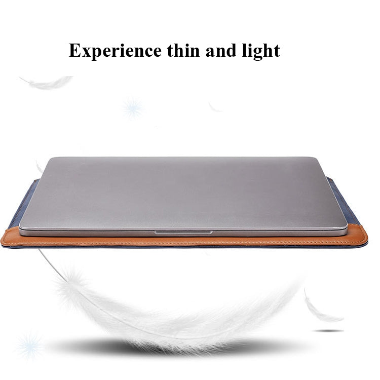 Frendorf | Horizontal Microfiber Farbabgleich Notebook Liner Tasche, Stil: Liner Tasche + Power Tasche (Grau + Braun), Anwendbares Modell: 11 - 12 Zoll