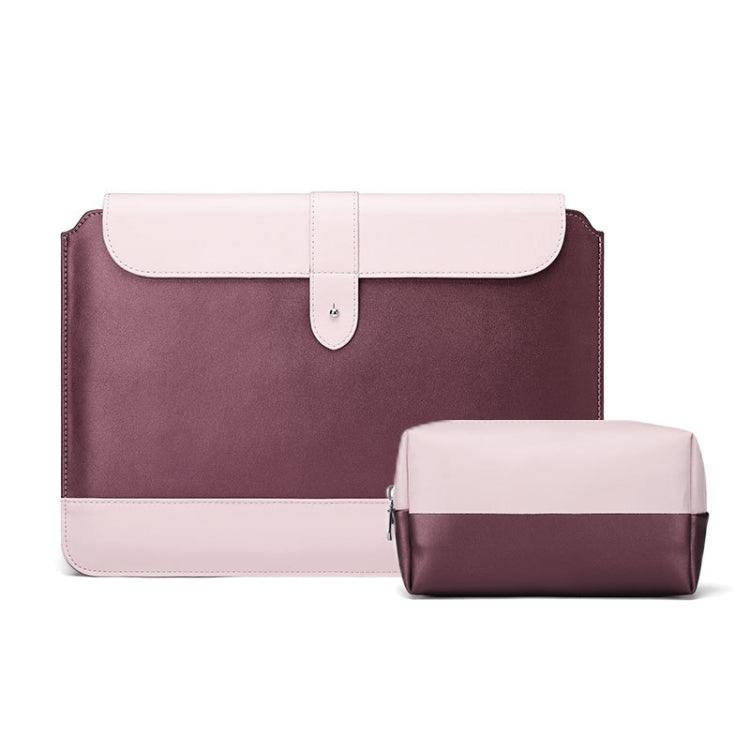Frendorf | Horizontal Microfiber Farbmatching Notizbuch Liner Tasche, Stil: Liner Tasche + Power Tasche (Weinrot), Anwendbares Modell: 11 -12 Zoll