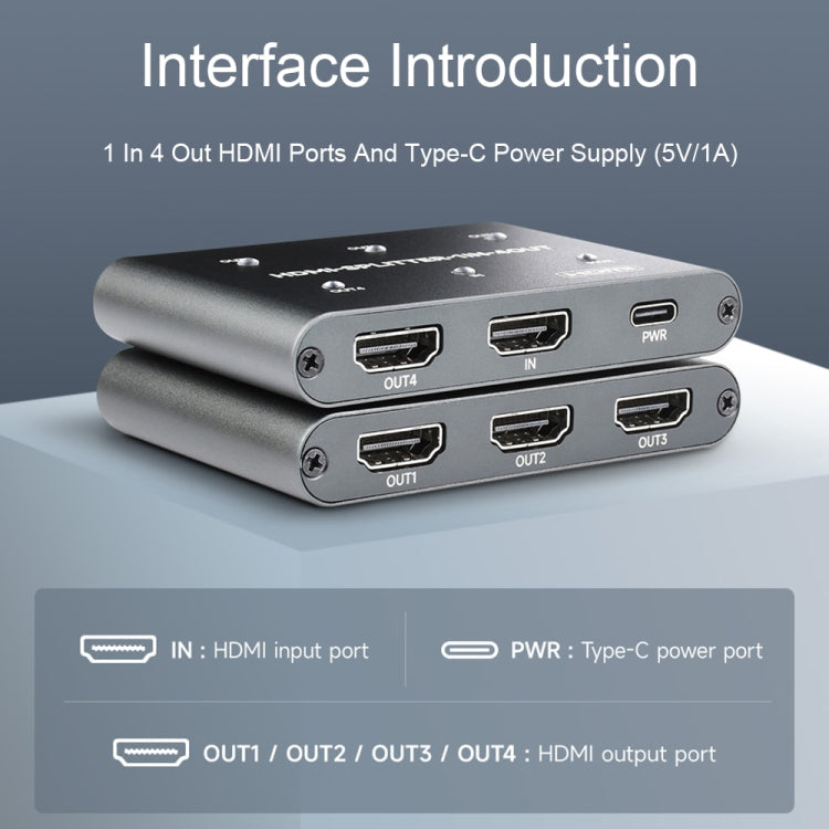Frendorf | Waveshare 23738 4K HDMI Splitter, 1 In 4 Out, Eine HDMI-Quelle teilen