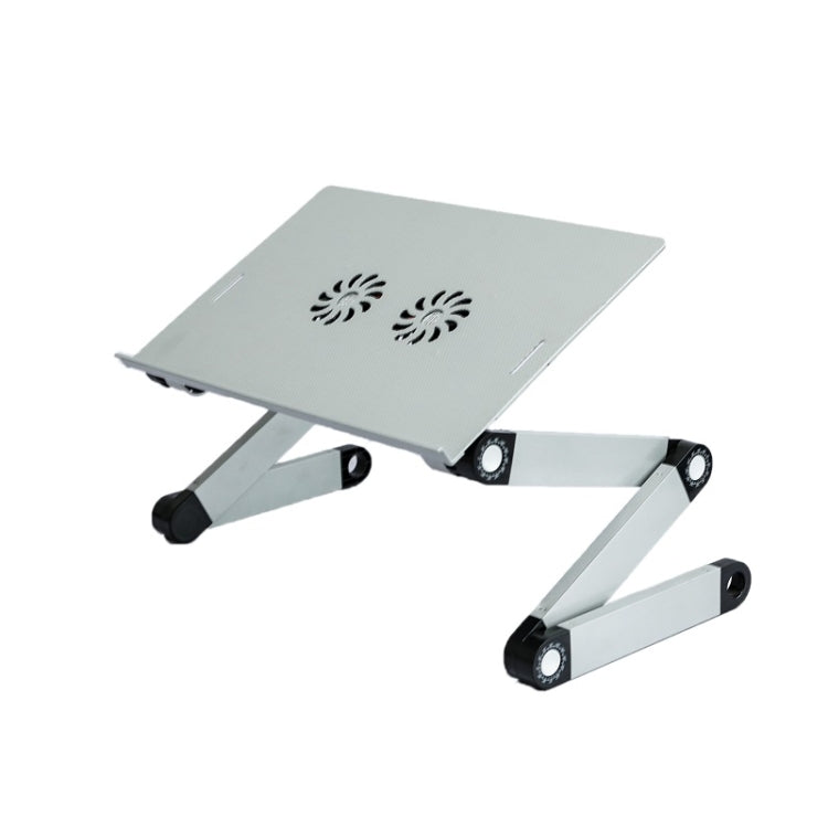 Frendorf | T8 Aluminiumlegierung Falt- & Hebelaptop Tisch Bürotisch Höhenverstellbare Halterung mit Lüfter & Mausboard (Silber)