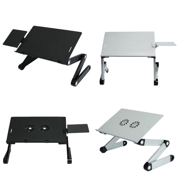 Frendorf | T8 Aluminiumlegierung Falt- & Hebelaptop Tisch Bürotisch Höhenverstellbare Halterung mit Lüfter & Mausboard (Silber)