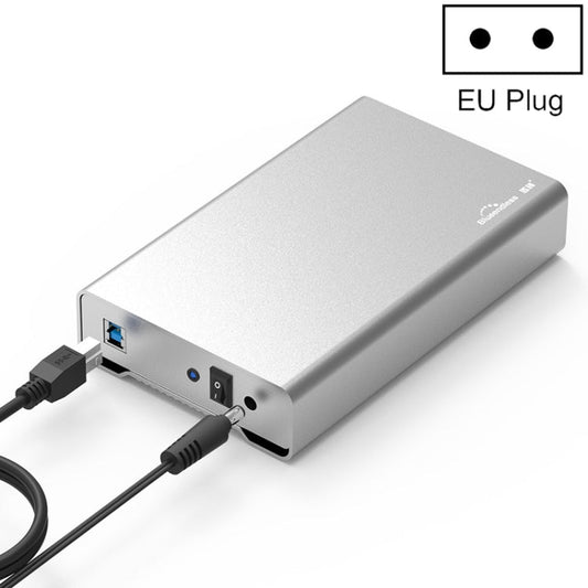 Frendorf | Blueendless U35Q 3,5 Zoll Vollmetall Mobile Festplattengehäuse Typ-C/USB3.0 SATA Seriell Desktop-PC Externes Festplattengehäuse EU-Stecker (USB 3.0)