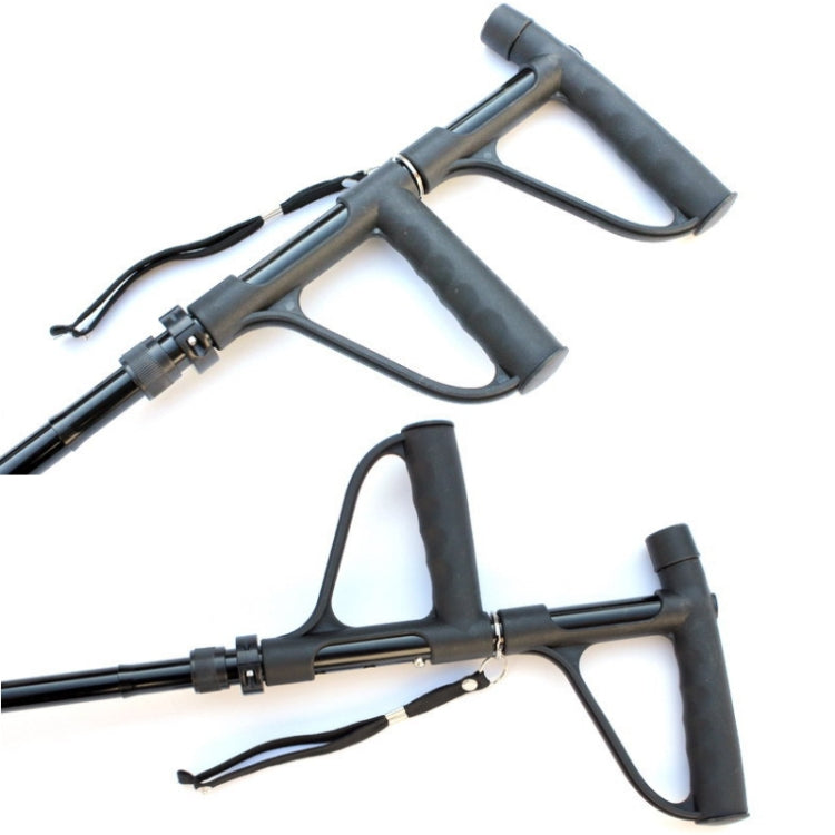 Frendorf | Multifunktionale faltbare Doppeldrugelder Krücken aus Aluminiumlegierung Senioren Power-Assisted Gehstöcke vierbeinig mit Lichtern, Länge: 86-98cm (Schwarz)