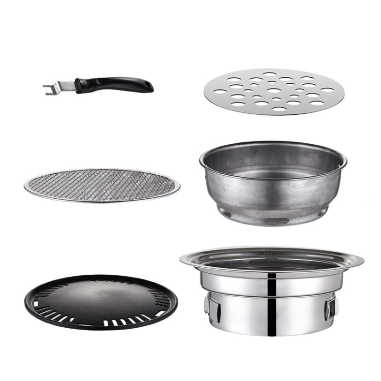Frendorf | Haushalts-Edelstahl-Kohlegrillofen tragbarer Kohleofen für Camping, Größe: 35 cm (Komplettset ohne Grill)