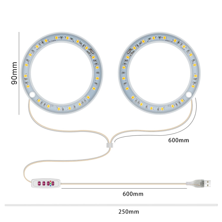 LED Pflanzenwachstumslicht Vollspektrum Intelligente Zeitschaltuhr Innenfülllichtring Pflanzenlampe, Leistung: Vier Kopf (Rosa Licht)