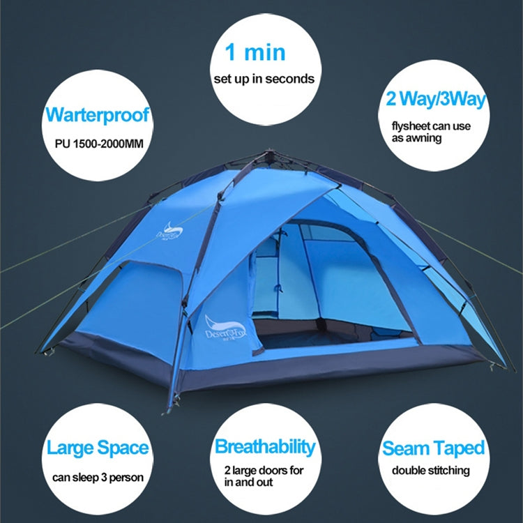 Frendorf | Desert&Fox Outdoor Reise Camp Zelt Strand Automatisch Einfach Aufzubauendes Zelt für 3-4 Personen (Fruchtgrün)
