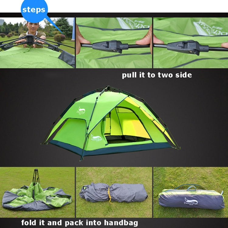 Frendorf | Desert&Fox Outdoor Reise Camp Zelt Strand Automatisch Einfach Aufzubauendes Zelt für 3-4 Personen (Fruchtgrün)