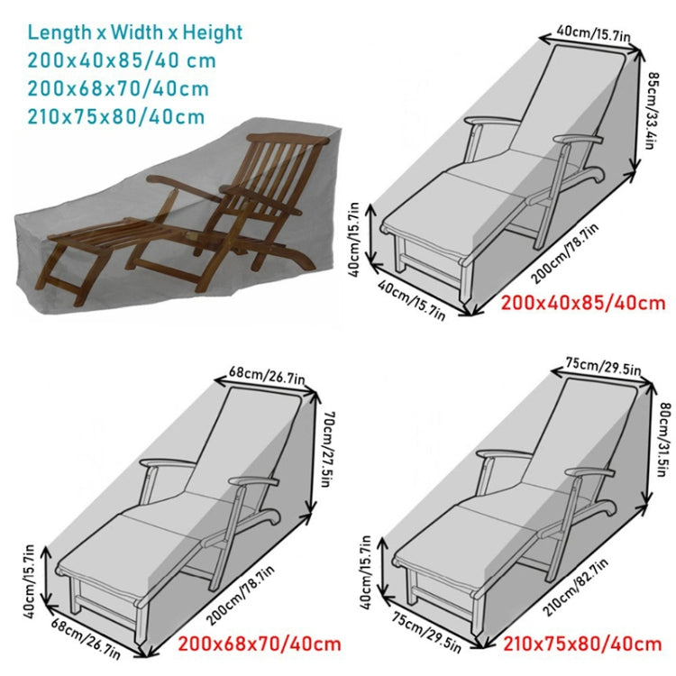 Frendorf | Outdoor Strandstuhl Staubdicht und Wasserdicht Abdeckung Schaukelstuhl Möbel Schutzen, Größe: 200x68x70cm (Schwarz+Silber)