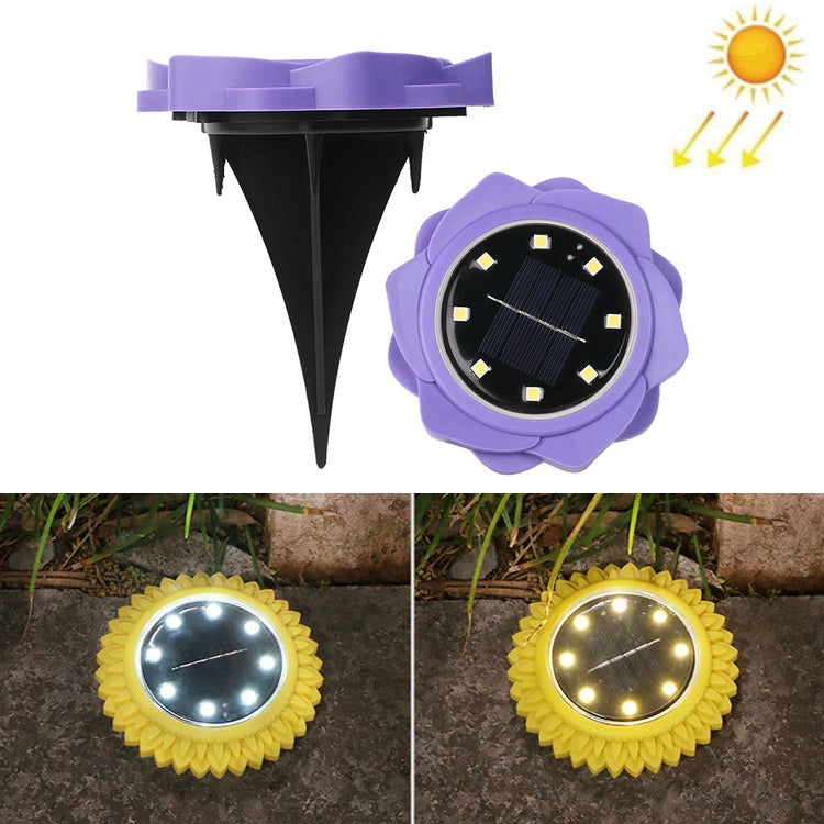 2 PCS 8 LEDs Solarblüten Eingelassene Lampe Wasserdicht Garten Rasen Licht, Spezifikation: Lila Lilie (Warmlicht)