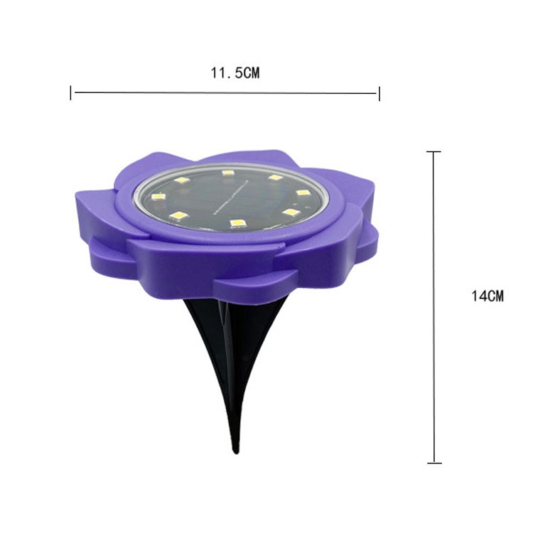 2 PCS 8 LEDs Solarblüten Eingelassene Lampe Wasserdicht Garten Rasen Licht, Spezifikation: Lila Lilie (Warmlicht)