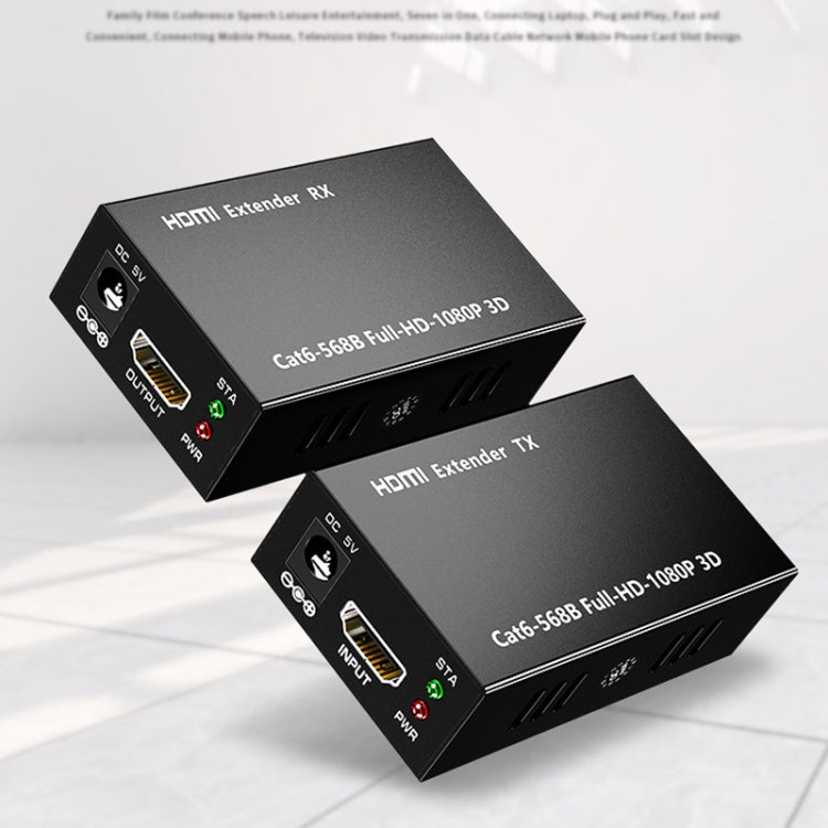 Frendorf | 1 Paar HW-YD60 HDMI Extender 1080P Signalverstärker, Effektive Entfernung: 60m, EU-Stecker (Schwarz)