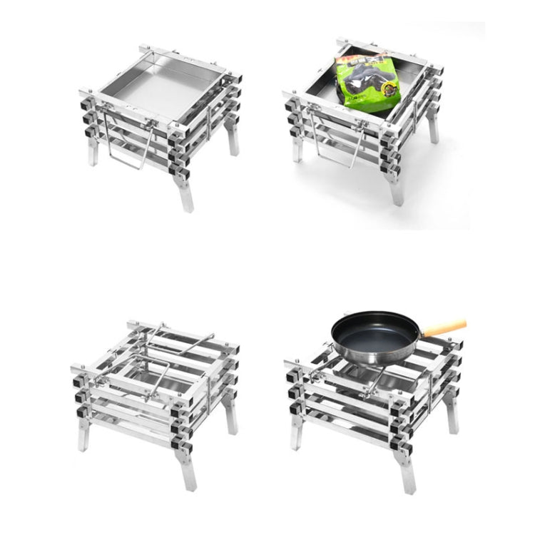 Frendorf | CF-723 All Edelstahl Camping Klapp Tragbarer Grill Holzkohlegrill Holzofen