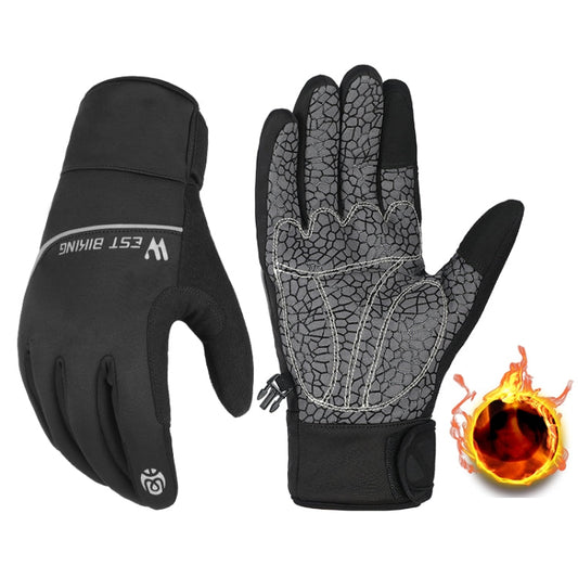 Frendorf | WEST BIKING YP0211220 Winterwarme Fleece Skihandschuhe Silikon rutschfeste Fahrhandschuhe, Größe: L(Schwarz)