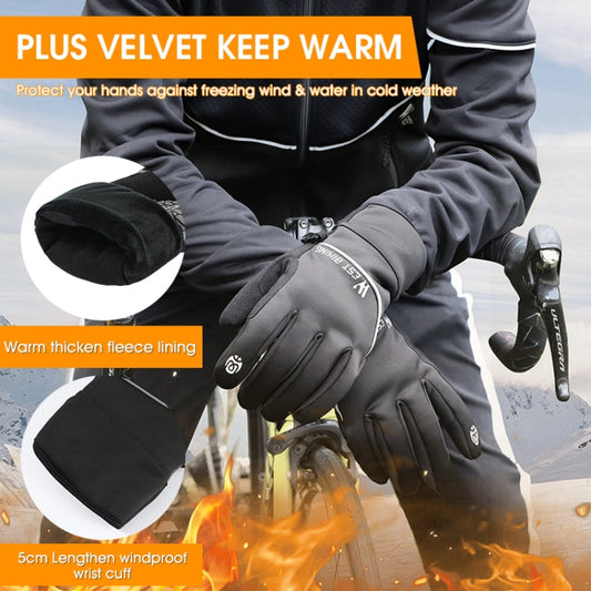 Frendorf | WEST BIKING YP0211220 Winterwarme Fleece Skihandschuhe Silikon rutschfeste Fahrhandschuhe, Größe: L(Schwarz)