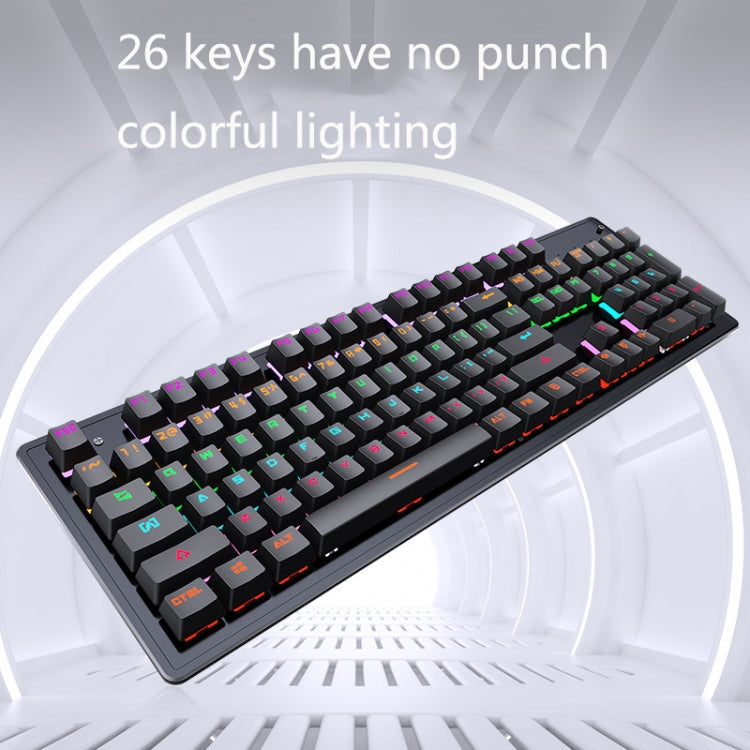 Frendorf | LEAVEN K880 104 Tasten Gaming Grüne Achse Büro Computer Verkabelte Mechanische Tastatur, Kabel Länge: 1,6m (Schwarz)