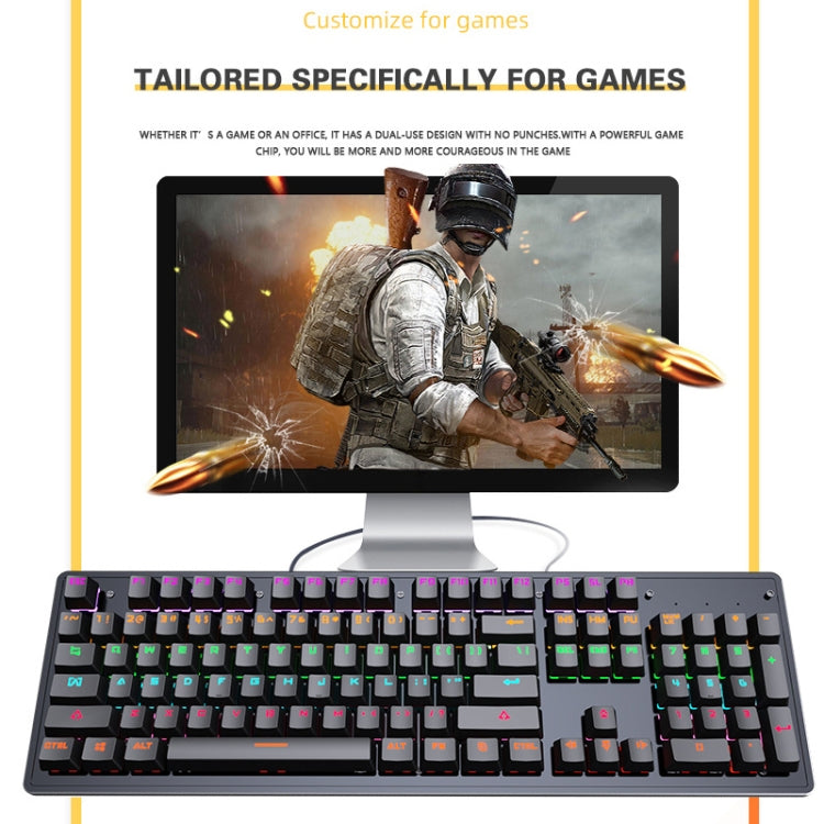 Frendorf | LEAVEN K880 104 Tasten Gaming Grüne Achse Büro Computer Verkabelte Mechanische Tastatur, Kabel Länge: 1,6m (Schwarz)