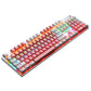 Frendorf | 104 Tasten Grüner Schaft RGB Leuchtende Tastatur Computer Spiel USB Verkabelte Metallmechanische Tastatur, Kabel Länge: 1,5m, Stil: Doppelte Auflagenausführung (Weiß Rosa)