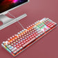 Frendorf | 104 Tasten Grüner Schaft RGB Leuchtende Tastatur Computer Spiel USB Verkabelte Metallmechanische Tastatur, Kabel Länge: 1,5m, Stil: Doppelte Auflagenausführung (Weiß Rosa)