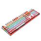 Frendorf | 104 Tasten Grüner Schaft RGB Leuchtende Tastatur Computer Spiel USB Kabelgebundene Metall Mechanische Tastatur, Kabel Länge:1,5m, Stil: Doppeltes Aufdruckversion (Rosa Weiß)