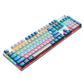 Frendorf | 104 Tasten grüner Schaft RGB leuchtende Tastatur Computer Spiel USB kabelgebundene metallische mechanische Tastatur, Kabel Länge: 1,5 m, Stil: Doppel-Imposition-Version (Weiß Blau)
